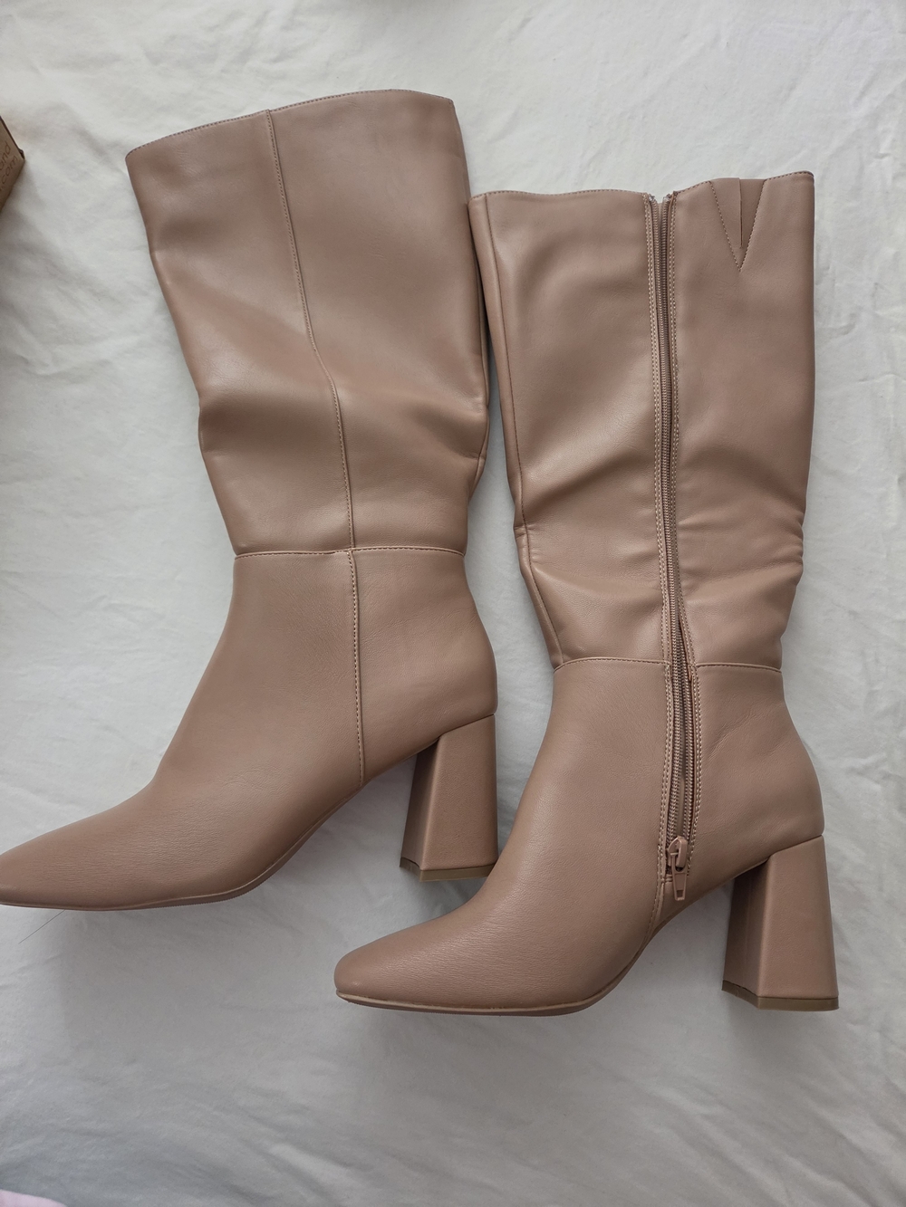 Sugar Taupe Block Heel Knee Boots